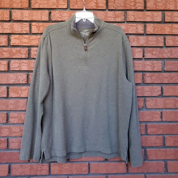 J. Crew Other - J Crew 1/4 Zip Pullover Mens XL 100% Cotton Sueded Jersey Green Long Sleeve 2007